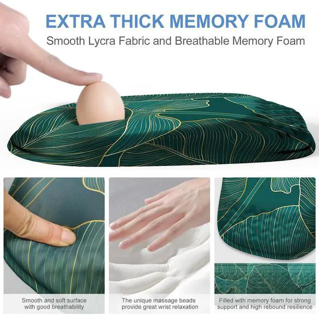 Alt view image 3 of 5 - Laokiiy Mouse Pad with Wrist Rest, Comfortable Memory Foam Wrist Rest for Computer Keyboard, Ergonomic Mouse Pad Set for Easy Typing & Pain Relief for Office & Home, Green