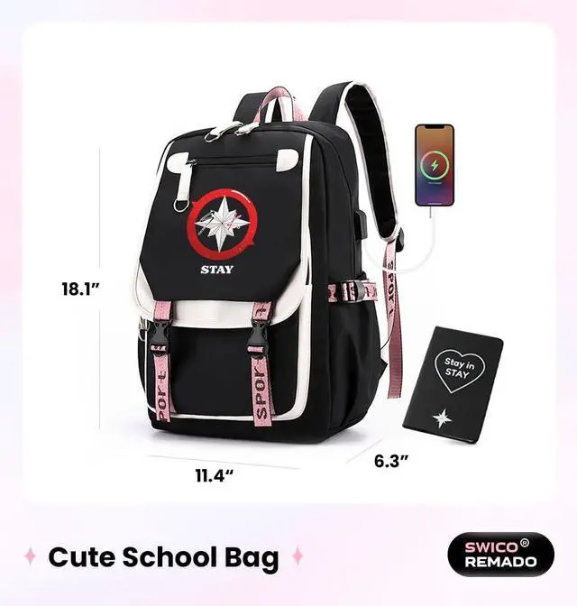 Alt view image 2 of 5 - Large Capacity Laptop Bag Bookbag with Notebook, USB Charging and Headphone Port