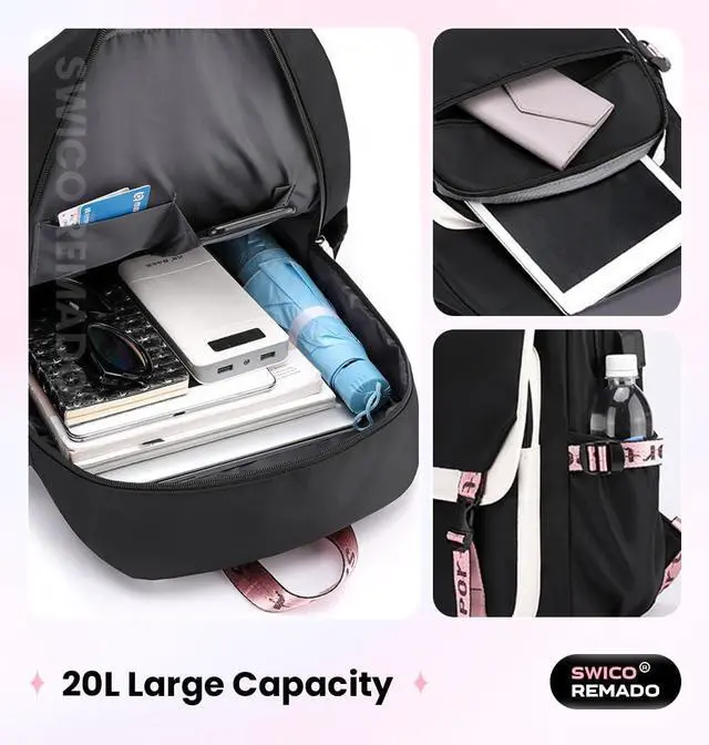Alt view image 4 of 5 - Large Capacity Laptop Bag Bookbag with Notebook, USB Charging and Headphone Port