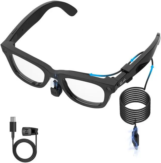 Main image of RCstyle Hibloks Charging Cable for Ray-Ban Meta Wayfarer (RW4006&RW4008) Smart Glasses Accessories, 3.9ft Type-C Charging While Using, Portable for Travel/Car/Phone/Laptop/Power Bank Charging