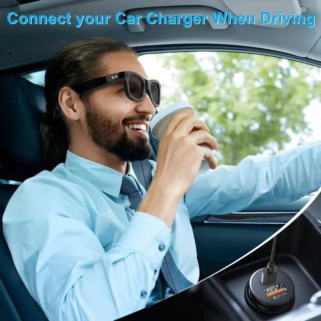 Alt view image 5 of 5 - RCstyle Hibloks Charging Cable for Ray-Ban Meta Wayfarer (RW4006&RW4008) Smart Glasses Accessories, 3.9ft Type-C Charging While Using, Portable for Travel/Car/Phone/Laptop/Power Bank Charging