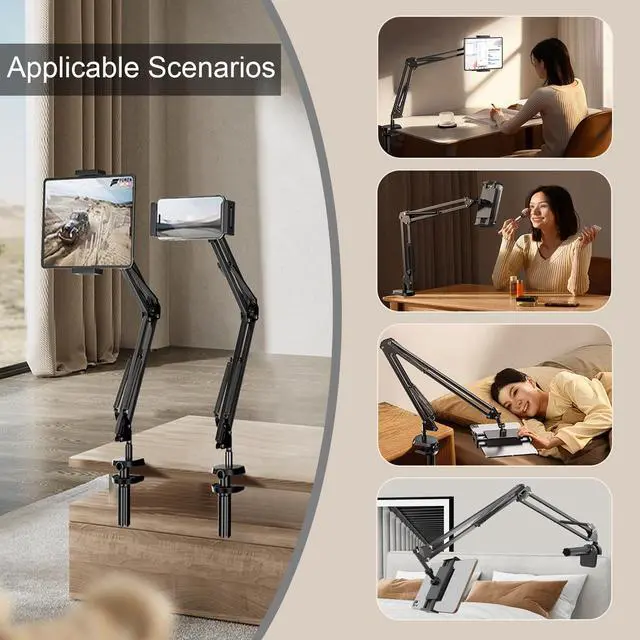 Alt view image 5 of 5 - Tablet Arm Stand Mount for 4.7-17.3" Portable Monitor, 360° Adjustable Foldable Phone Holder for Desk, Tablet Stand Compatible with iPad, Samsung Galaxy Tab, SurfacePro, Portable Monitor 15.6/16/17.3"