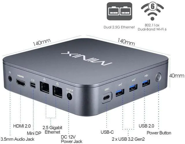 Alt view image 3 of 5 - MINIX NEO J51-C8 Max Mini Computer (8GB/512GB/Win11 Pro/Wi-Fi 6/Dual 2.5G LAN) + Z150-Aero Mini PC (16GB/512GB/N150/Triple Display) Bundle - 4K Output, USB-C, Auto Power On, VESA Mount