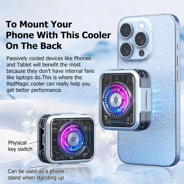 Alt view image 2 of 5 - nubia RedMagic Magnetic Cell Phone Cooler 5 Pro with Clip, Cellphone Radiator Fan for Phone with RGB LED Semiconductor Heatsink Cooling 36W Mobile Phone Cooling Fan for Phone Gaming, Live Streaming