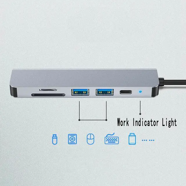 Alt view image 5 of 5 - USB C Hub 4K HDMI,VGE 6 in 1 USB C Multiport USB C Adapter with 4K HDMI Output, 100W PD,USB 2.0, USB 3.0, SD/TF Card Readers Compatible Laptopand Other Type C Devices