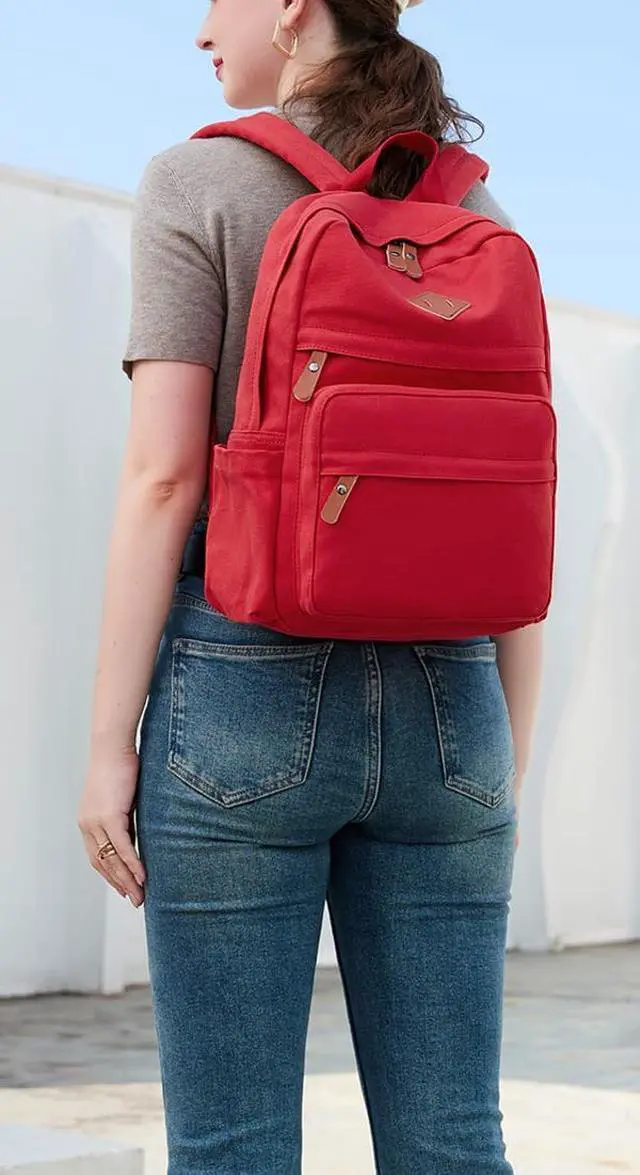 Alt view image 3 of 5 - Swacort Toddler School Backpack for Girls Small Durable Canvas Travel Backpacks for Women Casual Carry on Gym Bag Lightweight Bookbag Gift for Girls Boys Bookbag Back Pack