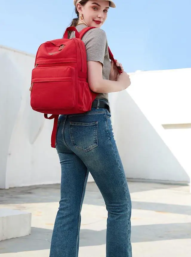 Alt view image 4 of 5 - Swacort Toddler School Backpack for Girls Small Durable Canvas Travel Backpacks for Women Casual Carry on Gym Bag Lightweight Bookbag Gift for Girls Boys Bookbag Back Pack