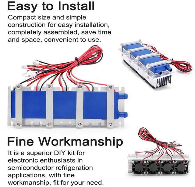 Alt view image 4 of 5 - Vislone 288W Thermoelectric Peltier Refrigeration Cooler 12VDC 30A Semiconductor Cooling System DIY Kit for Air Conditioning Fan