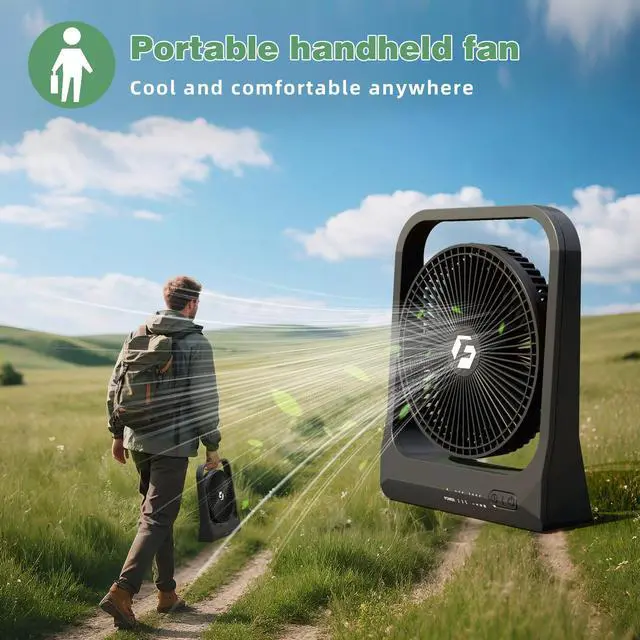 Alt view image 4 of 5 - 8-inch USB Portable Fan - 20800mAh Rechargeable Battery Operated Fan (80Hrs work time) - Personal Desk Fans - Battery Powered Fans use for Bedroom, Desktop, Table, Office, Camping, and Outdoor