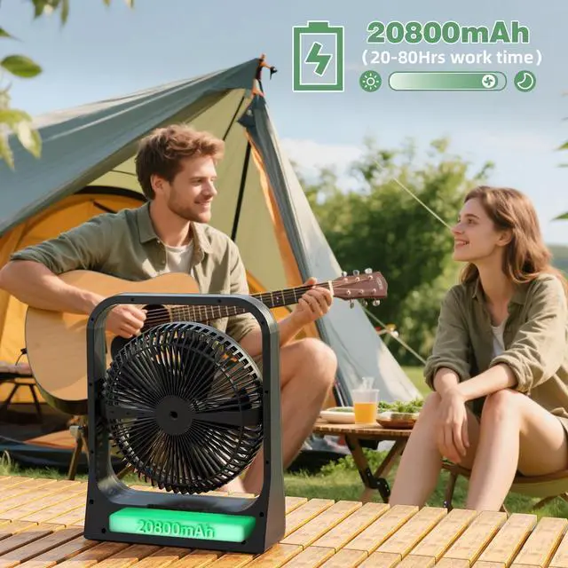 Alt view image 3 of 5 - 8-inch USB Portable Fan - 20800mAh Rechargeable Battery Operated Fan (80Hrs work time) - Personal Desk Fans - Battery Powered Fans use for Bedroom, Desktop, Table, Office, Camping, and Outdoor