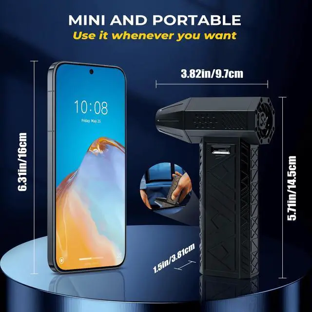 Alt view image 5 of 5 - Compressed Air Duster and Vacuum 2 in 1, 180000RPM Powerful Electric Air Duster, 100-Gear Adjustable Ultra Brushless Motor, 8000mAh Rechargeable Air Blower for Computer, Electronics, Car, Home