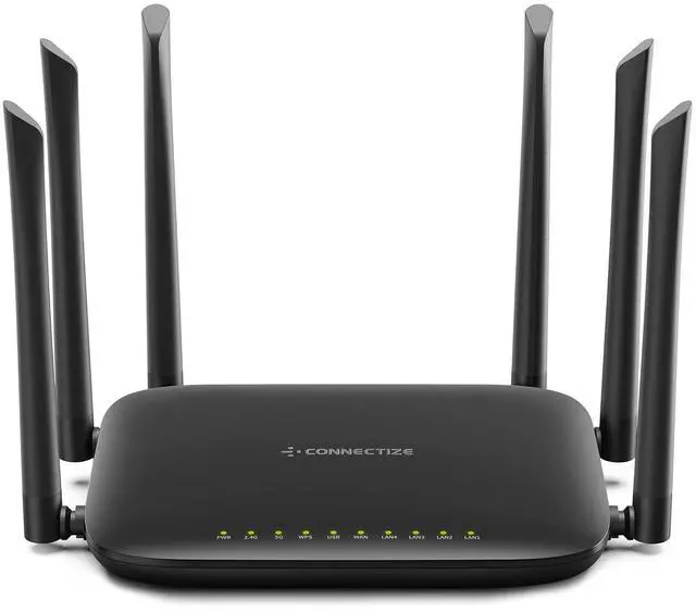 Main image of Gigabit WiFi Router, AC2100 Dual Band High Speed Wireless Router, 6 Antennas, MU-MIMO for Superb 2300 Sq.Ft Coverage & 30+ Devices, Easy Setup, Parental Control(Model: Connectize G6), Black