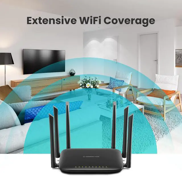 Alt view image 3 of 5 - Gigabit WiFi Router, AC2100 Dual Band High Speed Wireless Router, 6 Antennas, MU-MIMO for Superb 2300 Sq.Ft Coverage & 30+ Devices, Easy Setup, Parental Control(Model: Connectize G6), Black