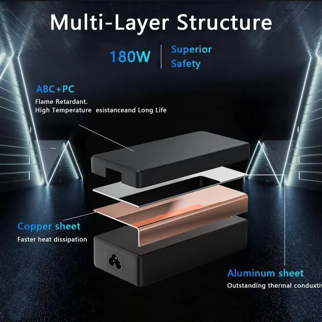 Alt view image 5 of 5 - Ruilezyo 180W Laptop Charger Compatible with Dell G7 15 17 7588 7590 7790 G5 15 5515 5587 5590 G3 15 3579 17 3779 Precision 7670 7770 AC Adapter for Gaming Laptops 19.5V 9.23A 7.4mm Power Cord