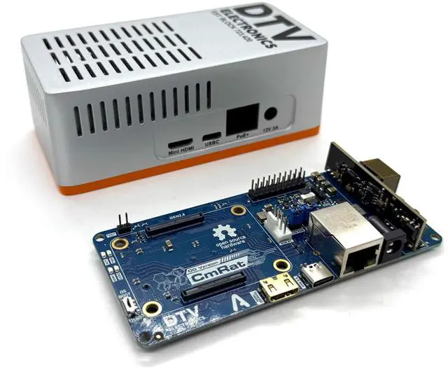 Main image of CmRat Carrier Board for RPI Raspberry Pi CM4/CM5 & Radxa CM3/CM5 Compute Modules with NVMe, POE, USB-C, DC12V - Ideal for Home, Office, Business, Colleges and School Use