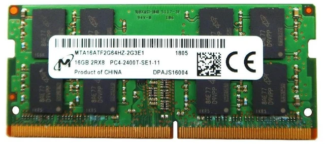 Main image of Laptop Memory Module MTA16ATF2G64HZ-2G3E1 Compatible Replacement Spare Part for Micron MTA16ATF2G64HZ 16GB 2Rx8 DDR4 SO-DIMM PC4-19200 2400MHz 260-Pin Non-ECC CL17 1.2V