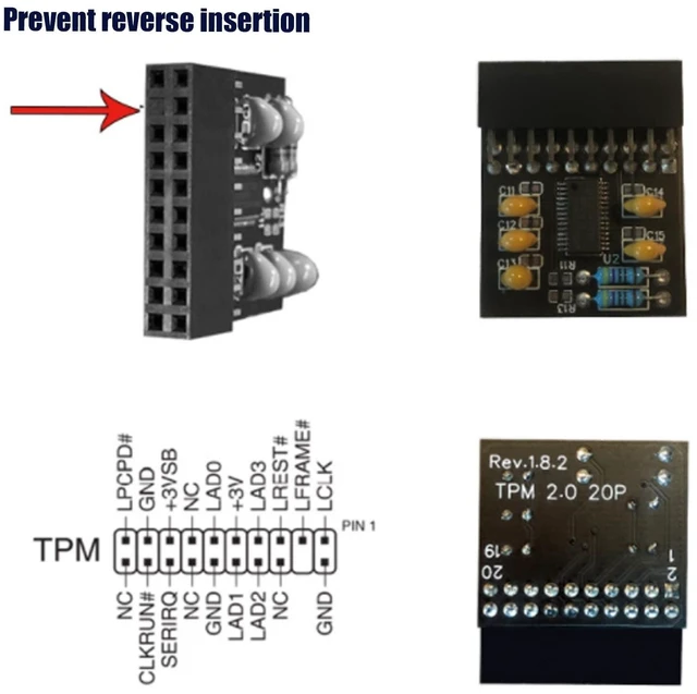 Alt view image 2 of 5 - TPM 2.0 Module, 20 Pin LPC Pro Secure Storage TPM 2.0 Encryption Security Module Remote Card TPM L for, for for for Gigabyte