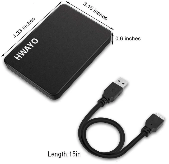 Alt view image 5 of 5 - HWAYO 320GB Portable External Hard Drive Ultra Slim 2.5'' USB 3.0 HDD
