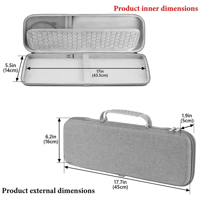 Alt view image 4 of 5 - Geekria Keyboard Carrying Case, Compatible with Logitech MX Keys S/MX Keys Advanced, EVA Hard Shell Travel Bag (Light Gray)