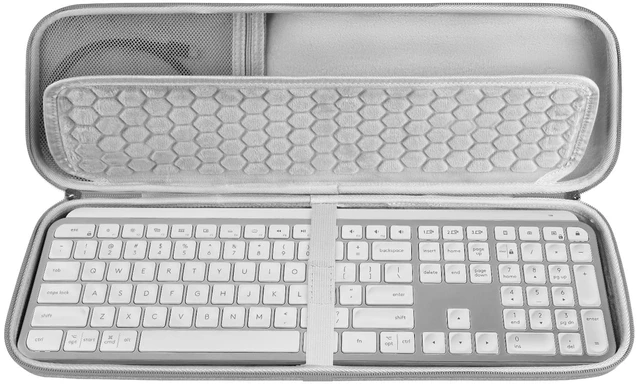 Main image of Geekria Keyboard Carrying Case, Compatible with Logitech MX Keys S/MX Keys Advanced, EVA Hard Shell Travel Bag (Light Gray)