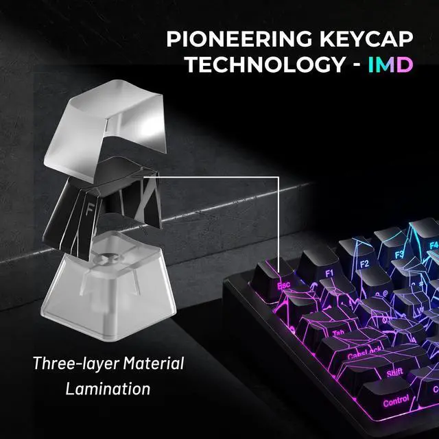 Alt view image 3 of 5 - HITIME x XVX Spider Web Keycaps 60 75 100 Percent - Shine Through Keycaps w/IMD Tech, for Mechanical Keyboards, Full 118 Key Set, OEM Profile, Lines Backlit, Side Printed - Black