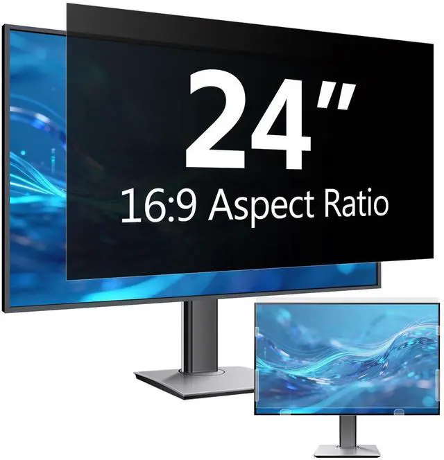 Main image of 24 Inch Computer Privacy Screen Filter for 16:9 Aspect Ratio Widescreen Monitor, Eye Protection Anti Blue Light Privacy Shield and Anti-Glare Protector, Removable Anti-Scratch 24in Protector Film