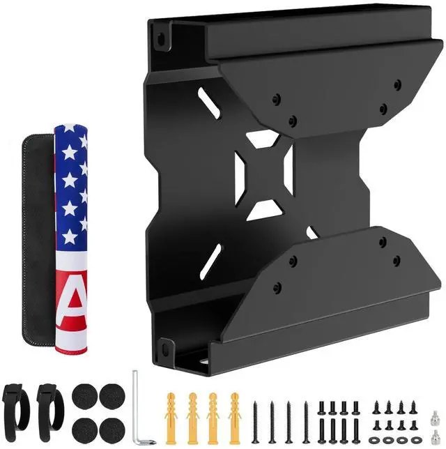 Main image of Dinghosen Mini PC Vesa Mount for Lenovo ThinkCentre M600, M700, M710Q, M715Q, M720Q, M800z, M900, M910Q, M73, Black Metal Mounting Bracket with Mouse Pad, Wall/Under Desk/VESA Mount