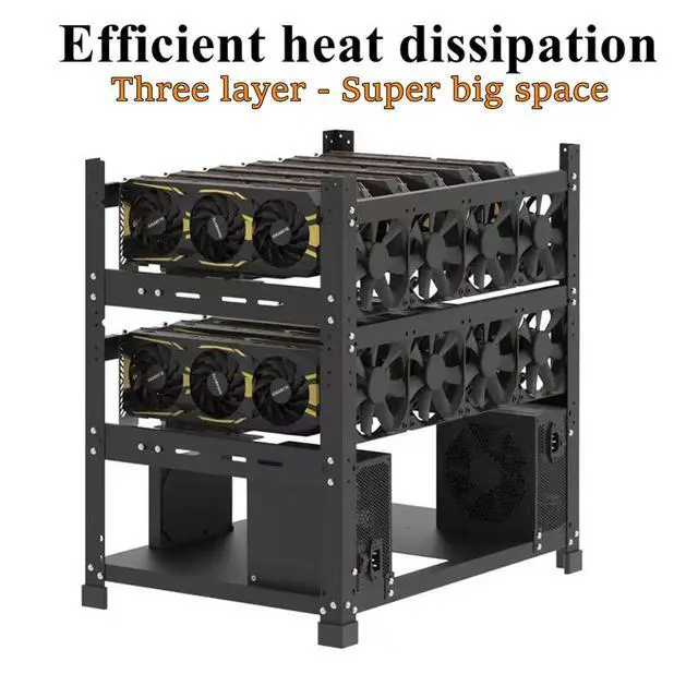 Mining Rig Frame for 12GPU, Steel Open Air Miner Mining Frame Rig Case ...
