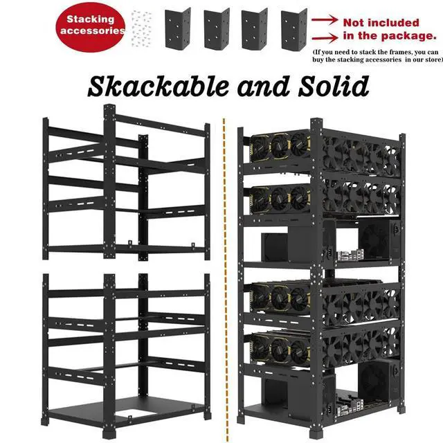 Mining Rig Frame for 12GPU, Steel Open Air Miner Mining Frame Rig Case ...