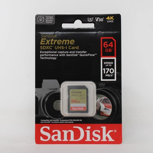 Alt view image 3 of 4 - SanDisk 64GB Extreme SDXC UHS-I Memory Card - 150MB/s, C10, U3, V30, 4K UHD, SD Card - SDSDXV6-064G-GNCIN