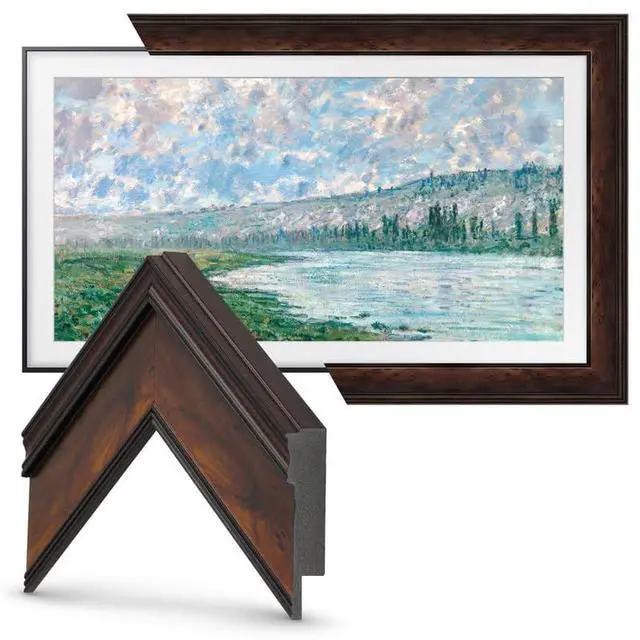 Alt view image 3 of 5 - Burlwood 75" Premiere Deco TV Frame - Compatible ONLY with Samsung The Frame TV and Pro TVs (Fits 2021-2026, LS03A, LS03B,LS03C,LS03D,LS03FA,LS03FW)