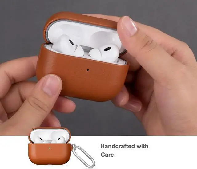 Alt view image 3 of 5 - Lopie Leather Case for AirPods Pro 3 with Keychain & Cleaner Kit, Handmade for AirPods Pro 3rd Generation Case Cover, Protective Hard Shell Cover, Fully-Wrapped with Top Grain Leat