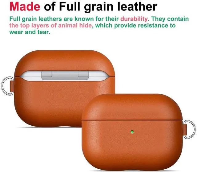 Alt view image 2 of 5 - Lopie Leather Case for AirPods Pro 3 with Keychain & Cleaner Kit, Handmade for AirPods Pro 3rd Generation Case Cover, Protective Hard Shell Cover, Fully-Wrapped with Top Grain Leat