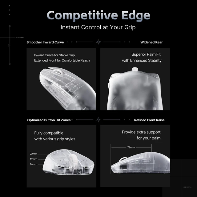 Alt view image 4 of 5 - ATK Blazing Sky Zero Wireless Gaming Mouse - Pearl Blue