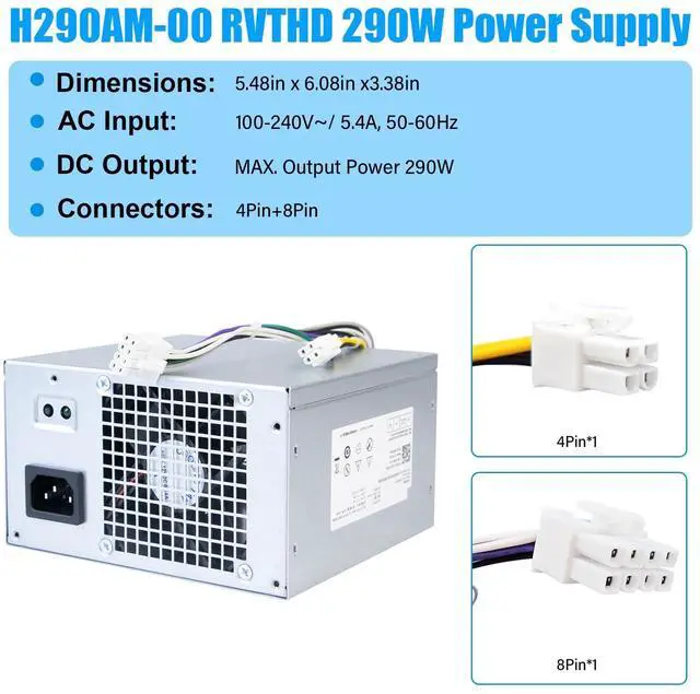 Alt view image 4 of 5 - AC290AM-00 H290AM-00 HYV3H L290AM-00 290W Power Supply PS-3291-1DF PSU Compatible with Dell Optiplex 3020 7020 9020/ Precision T1700/ PowerEdge T20 MT RVTHD KPRG9 HYV3H AC290AM-00 D290A001L H290EM-