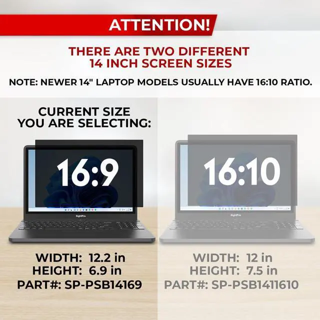 Alt view image 3 of 5 - SightPro 14 Inch 16:9 Laptop Privacy Screen Filter - Privacy Shield and Anti-Glare Protector (Not Magnetic)