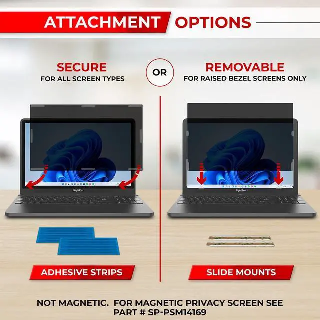 Alt view image 4 of 5 - SightPro 14 Inch 16:9 Laptop Privacy Screen Filter - Privacy Shield and Anti-Glare Protector (Not Magnetic)