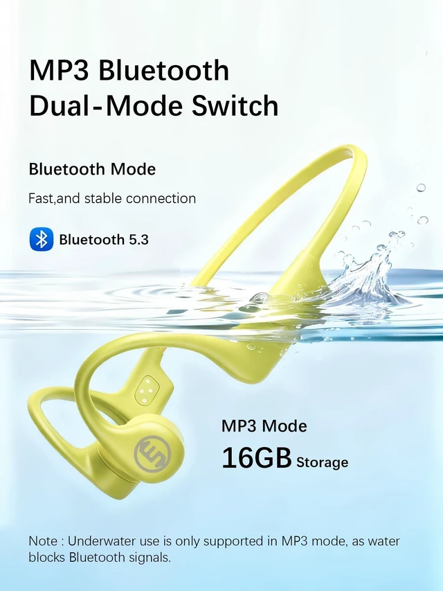 Alt view image 4 of 5 - Essonio Ultra-Lightweight (26g) Bone Conduction Headphones, Bluetooth 5.3 Wireless Open-Ear Headphones with 16GB MP3, IP68 Waterproof for Swimming, 8H Battery, Secure for Running, Sports WhiteR