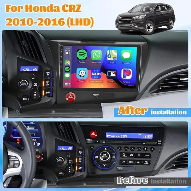 Alt view image 2 of 5 - PHEZEN Car Radio for Honda CR-Z 2010 2011 2012 2013 2014 2015 2016, 9inch Touchscreen Car Radio Receiver with Carplay Android Auto GPS Navigation Bluetooth FM WiFi Backup Camera Mic 4+64G