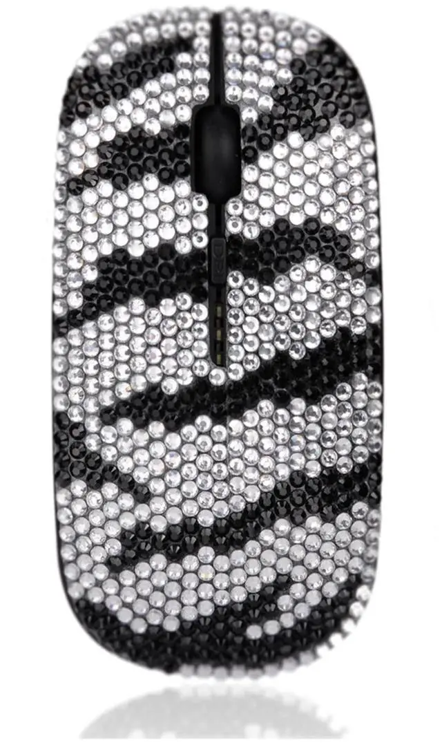Main image of WONGS Bling Luxury Crystal Rhinestone Rechargeable 2.4G Zebra Print Wireless Mouse for Laptop Computer, Cute Pattern Design Mouse for Notebook, PC, MacBook - Zebra