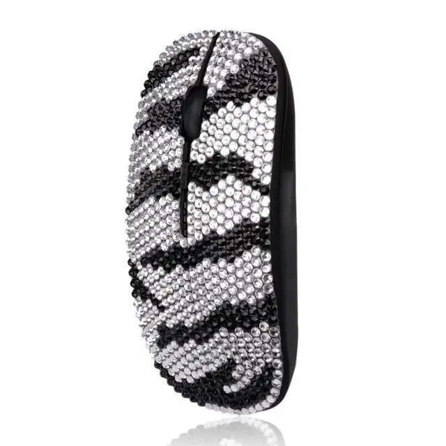 Alt view image 2 of 5 - WONGS Bling Luxury Crystal Rhinestone Rechargeable 2.4G Zebra Print Wireless Mouse for Laptop Computer, Cute Pattern Design Mouse for Notebook, PC, MacBook - Zebra