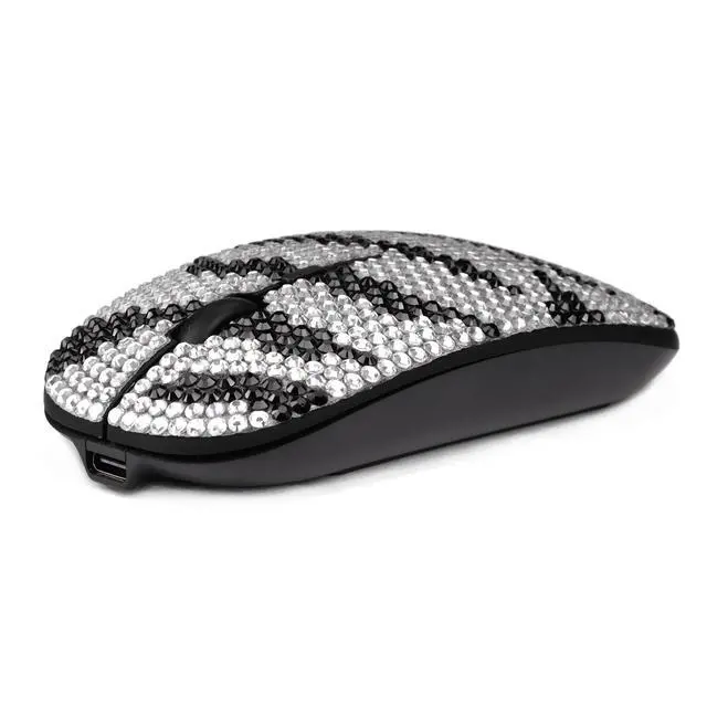Alt view image 3 of 5 - WONGS Bling Luxury Crystal Rhinestone Rechargeable 2.4G Zebra Print Wireless Mouse for Laptop Computer, Cute Pattern Design Mouse for Notebook, PC, MacBook - Zebra