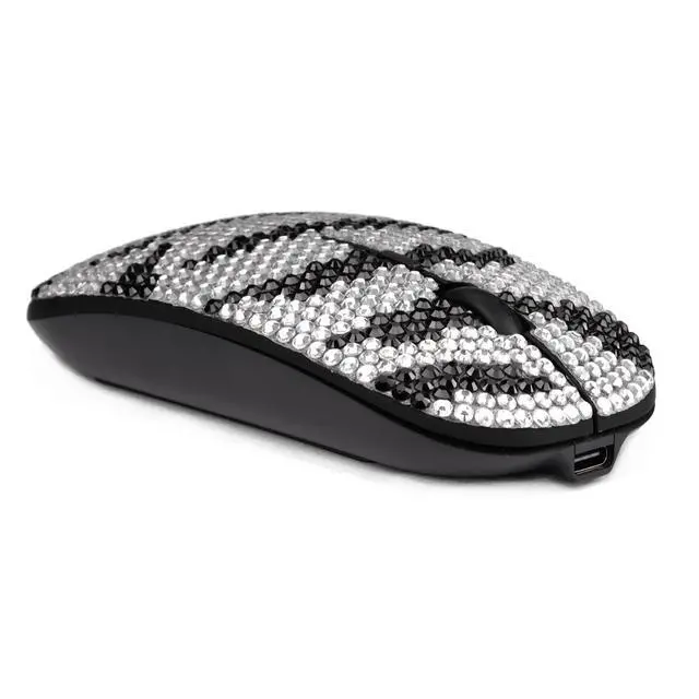 Alt view image 4 of 5 - WONGS Bling Luxury Crystal Rhinestone Rechargeable 2.4G Zebra Print Wireless Mouse for Laptop Computer, Cute Pattern Design Mouse for Notebook, PC, MacBook - Zebra