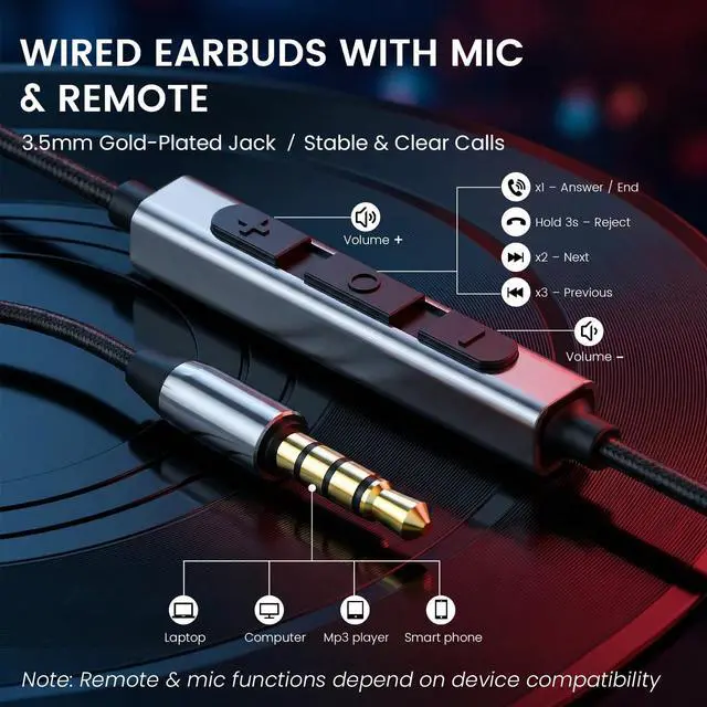 Alt view image 2 of 5 - HIFI WALKER 3.5mm Wired Earbuds with Microphone, Hi-Res in-Ear Headphones with 9.2mm Dynamic Driver, Aluminum Metal Earphones with Inline Control for Phone, Laptop, Tablet, Gaming