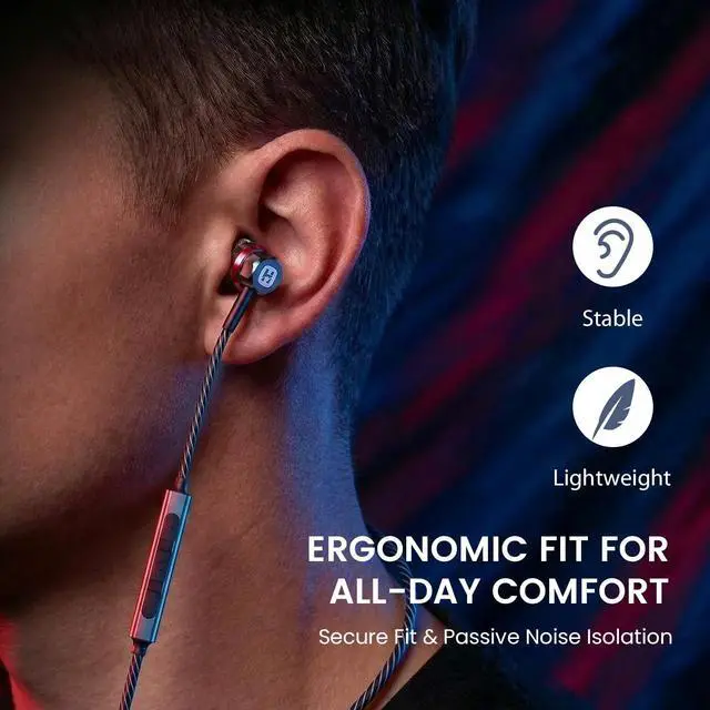 Alt view image 5 of 5 - HIFI WALKER 3.5mm Wired Earbuds with Microphone, Hi-Res in-Ear Headphones with 9.2mm Dynamic Driver, Aluminum Metal Earphones with Inline Control for Phone, Laptop, Tablet, Gaming