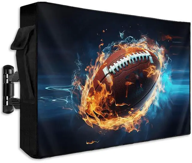 Main image of Singingin Outdoor TV Cover Waterproof Weatherproof 60 to 65 Inch, Sport Football with Fire Outside TV Covers with Zipper Flap, TV Screen Protectors for LED LCD OLED Television