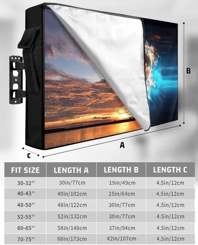 Alt view image 2 of 5 - Singingin Outdoor TV Cover Waterproof Weatherproof 60 to 65 Inch, Sport Football with Fire Outside TV Covers with Zipper Flap, TV Screen Protectors for LED LCD OLED Television