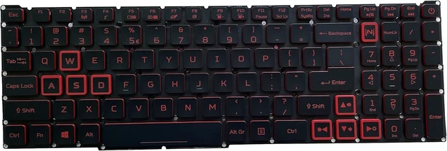 Alt view image 2 of 5 - Replacement Keyboard for Acer Predator Helios 300 PH315-52 PH315-53 PH317-53, Nitro 5 AN515-43 AN515-54 AN515-55 AN517-51, Nitro 7 AN715-51 Series Laptop Red with Backlit US Layout, Black