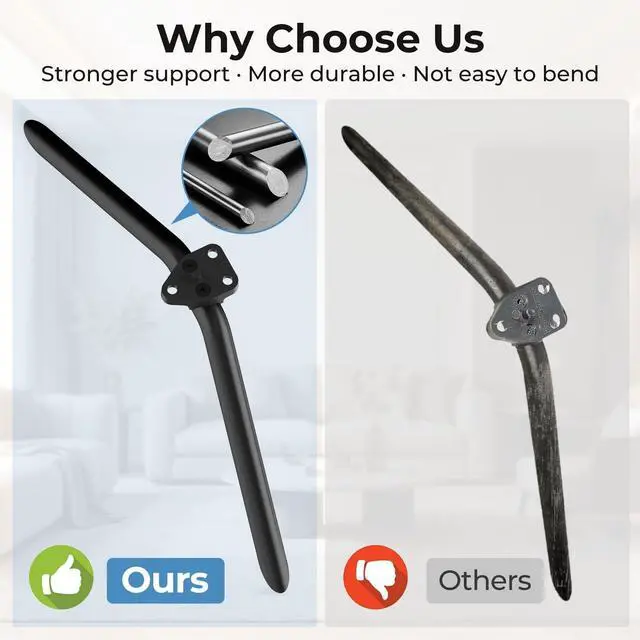 Alt view image 3 of 5 - Metal TV Stand Legs Only for Onn Roku TV 100012587 100012588, TV Legs Replacement for Onn TV Models Listed with Anti-Slip Pads, Easy Installation, Screws Included