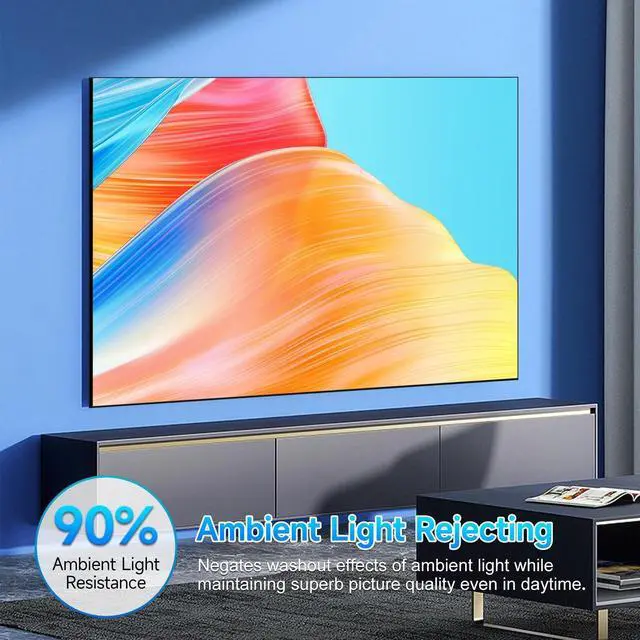 Alt view image 2 of 5 - IN&VI Fresnel Projector Screen,2.0 Gain 90% ALR Fixed Frame Projection Screen Edge Free 4/8K HDTV, HDR & Active 3D Anti-Wrinkle for Indoor Movie Cinema Office for Long/Standard Throw Projector